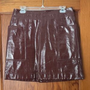Anthropologie Shiny Brown Mini Skirt